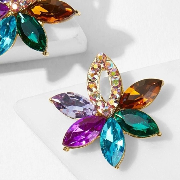 Colorblock 3/$30 Rhinestone Flower Stud Earrings - Picture 2 of 2